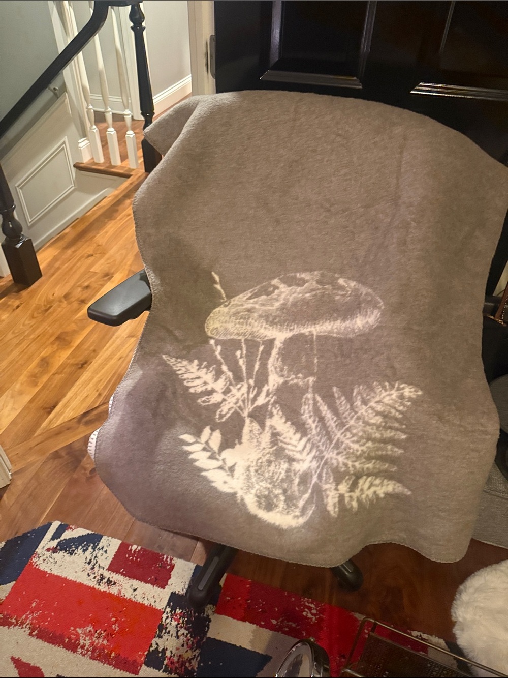 Gray Mushroom & Fern Throw Blanket - Cozy Accent Throw